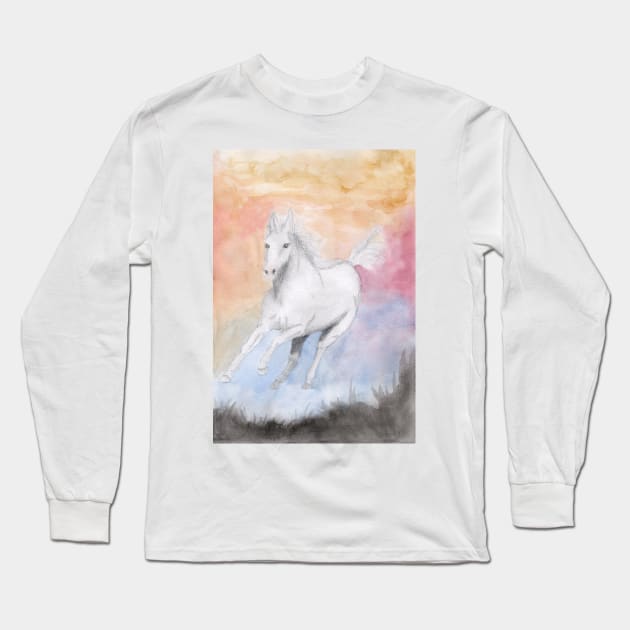 Unicorn no. 2 Long Sleeve T-Shirt by lindaursin